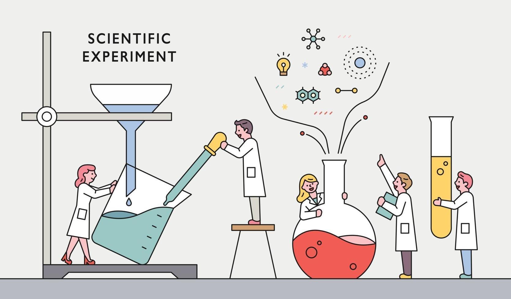 los científicos están experimentando con enormes equipos experimentales. vector