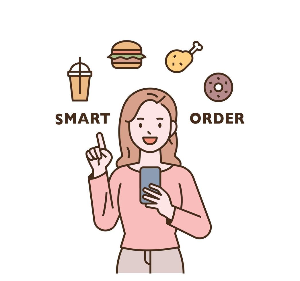 A woman is ordering food vector