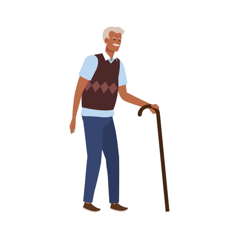 anciano elegante con personaje de avatar de caña vector