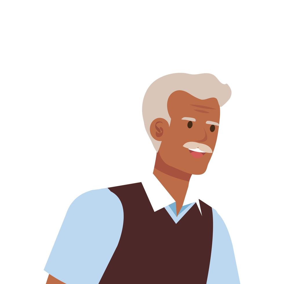 anciano elegante personaje avatar vector