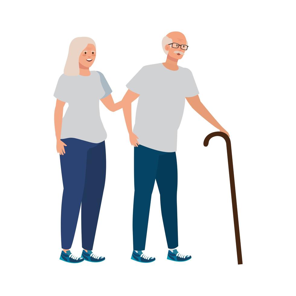 old couple elegant avatar character vector