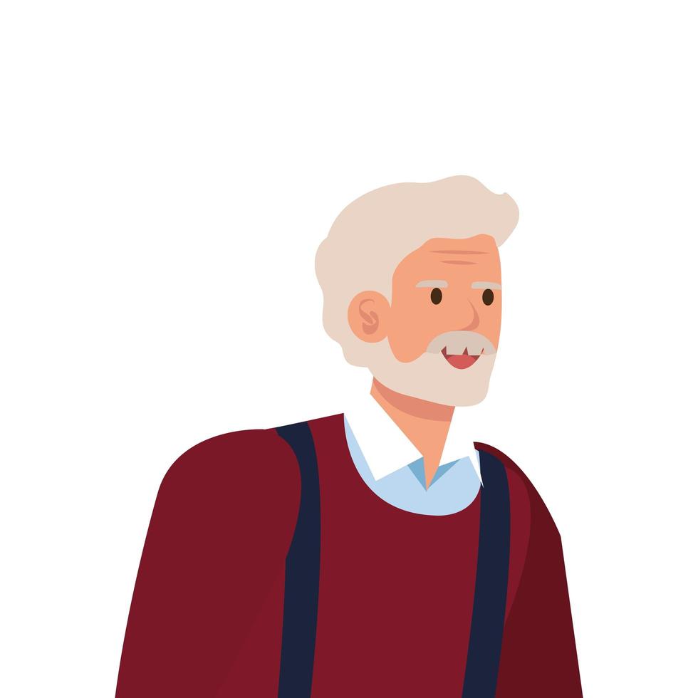 anciano elegante personaje avatar vector