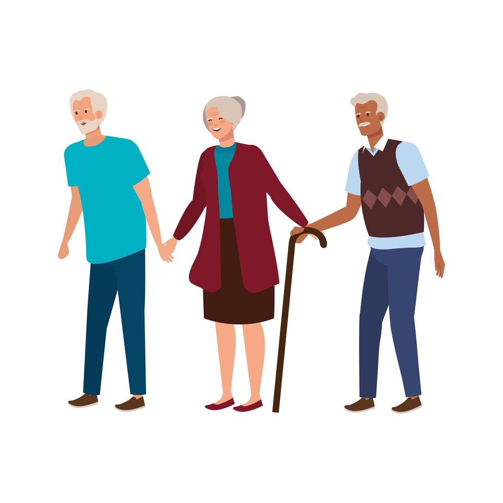 group old people avatar character vector
