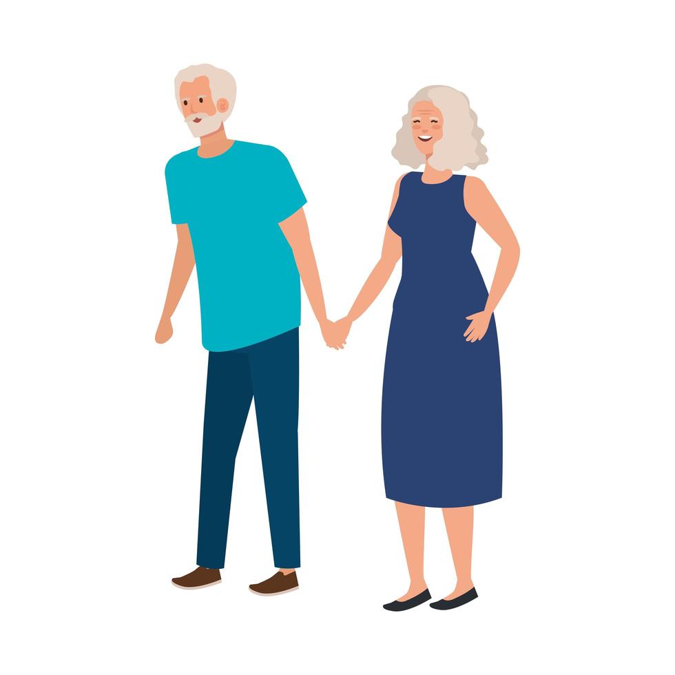 pareja de ancianos elegante avatar personaje vector