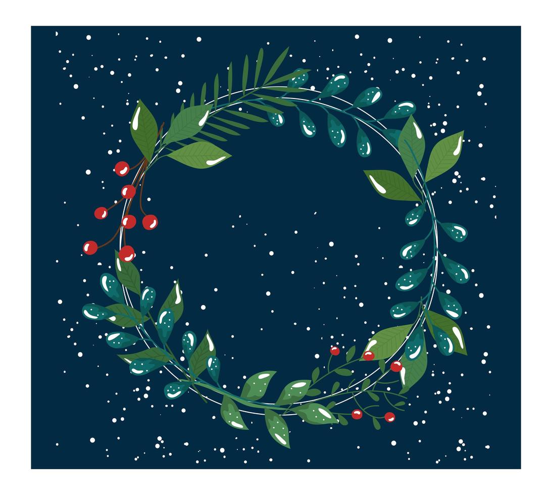 crown of branch with leafs and seeds decoration vector