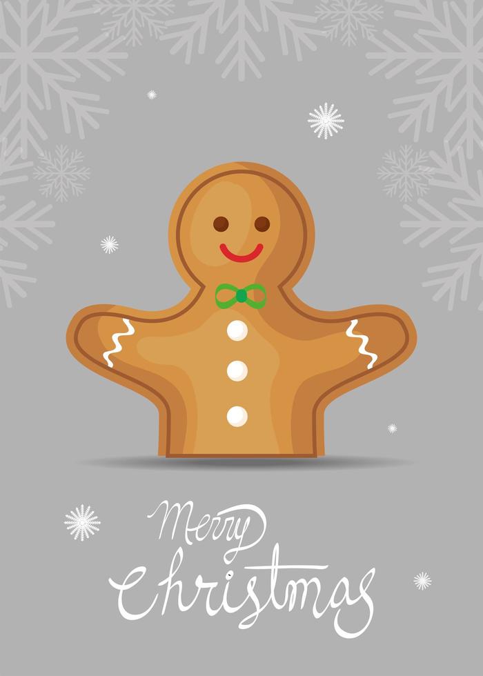 cartel de feliz navidad con galleta de jengibre vector