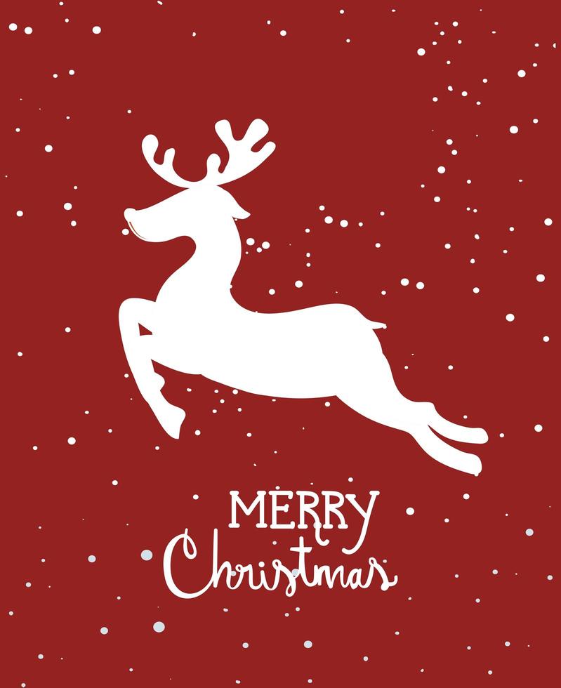 merry christmas poster with reindeer silhouette vector