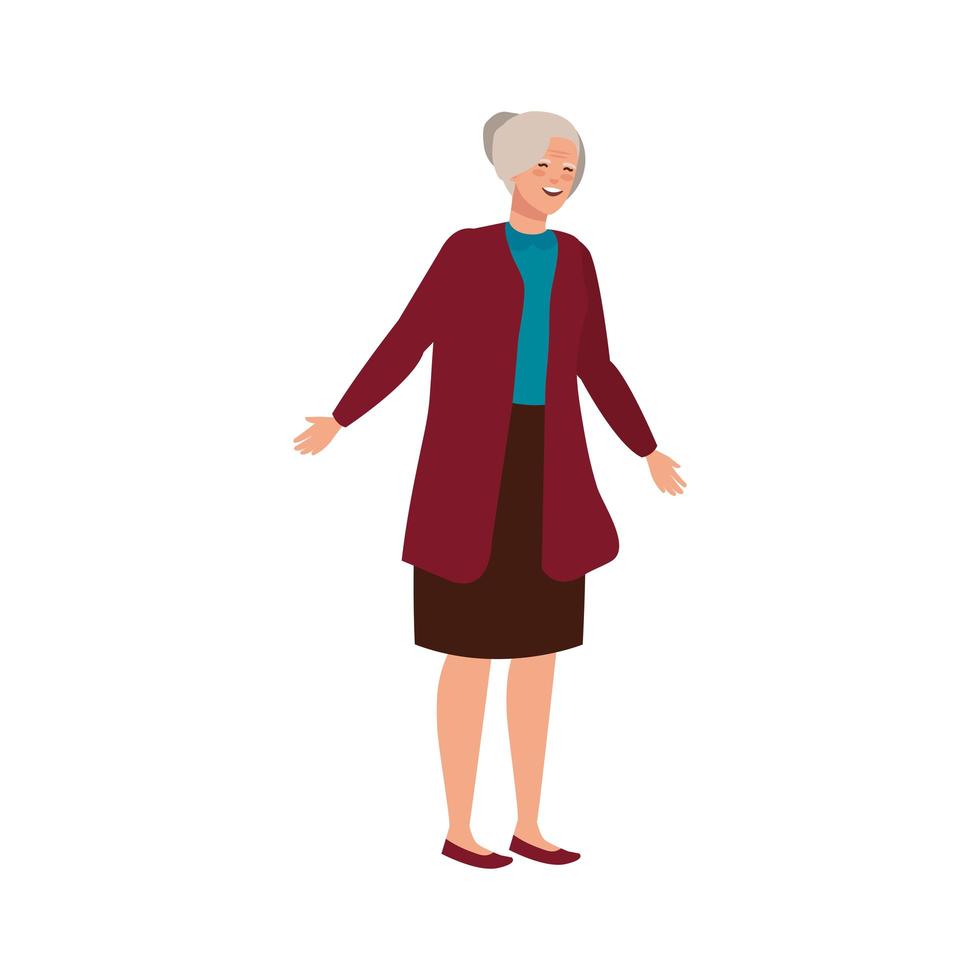 old woman elegant avatar character vector