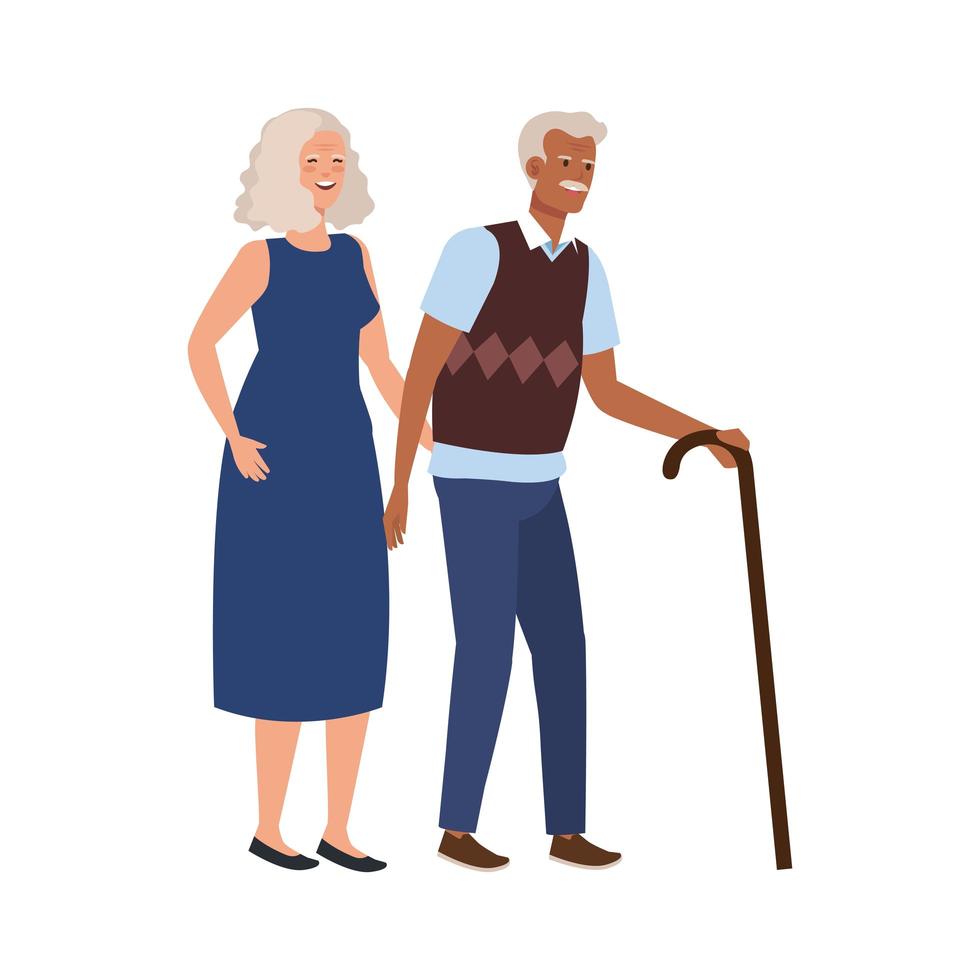 pareja de ancianos elegante avatar personaje vector