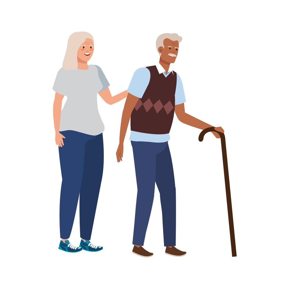 old couple elegant avatar character vector