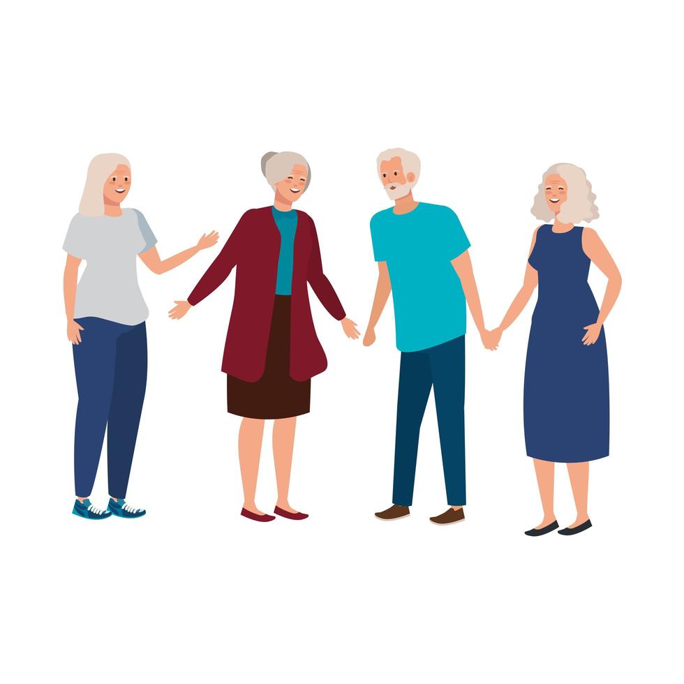 group old people avatar character vector