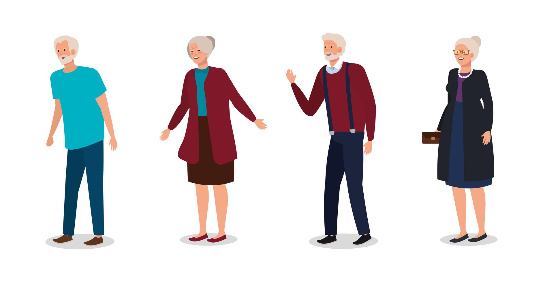 group old people avatar character vector