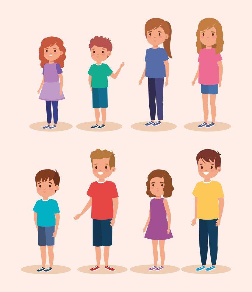 group of little children avatar character vector