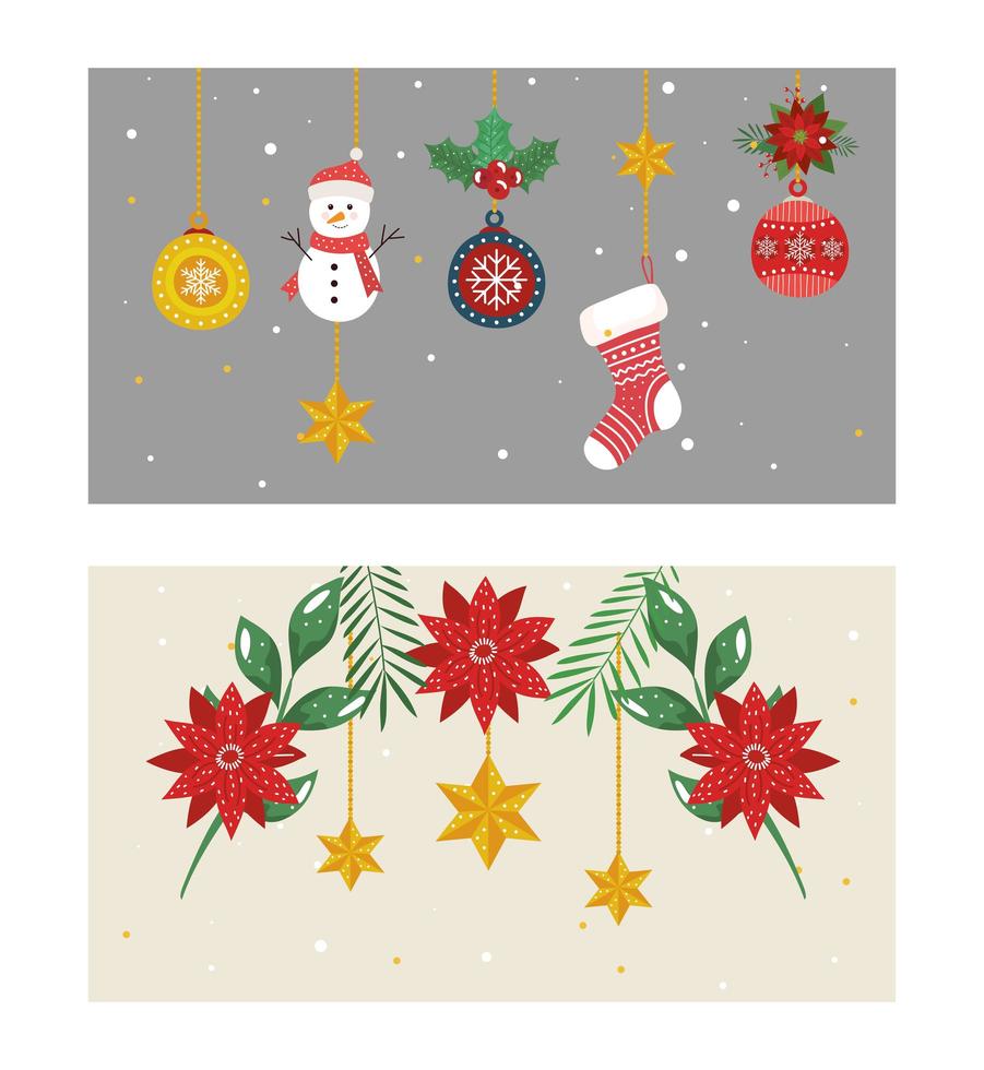 set of merry christmas decoration vector