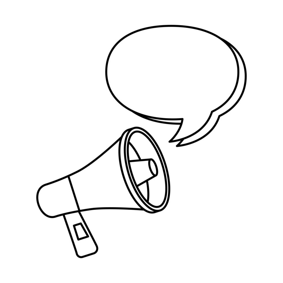 megaphone with speech bubble line style icon vector