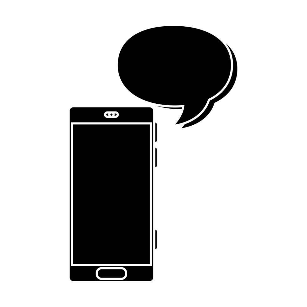 silhouette of smartphone with speech bubble vector