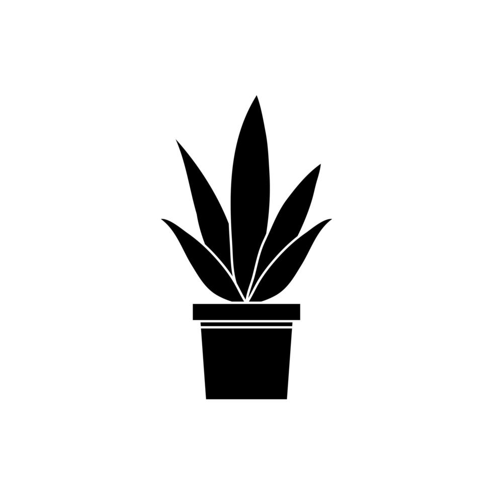 silhouette of plant in house pot isolated icon vector