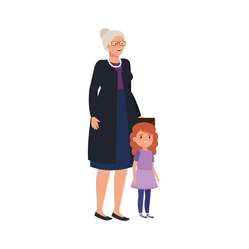 abuela con personaje avatar nieta vector