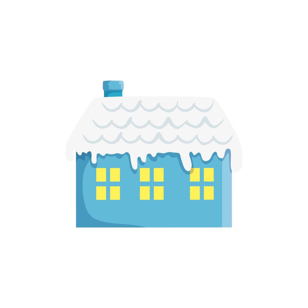 casa con nieve icono aislado vector