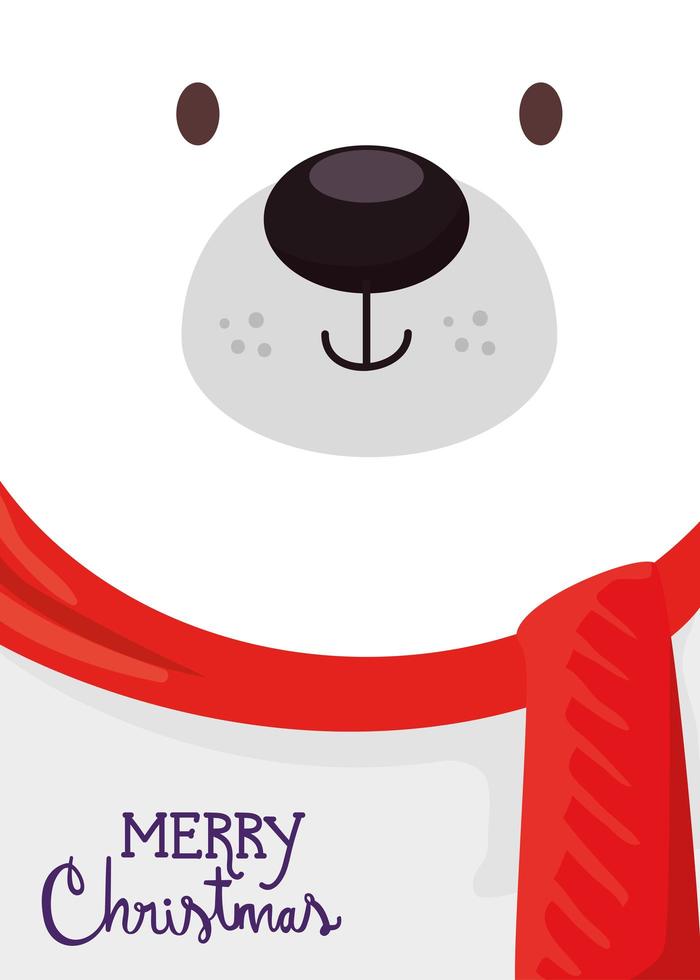 merry christmas poster with face bear vector