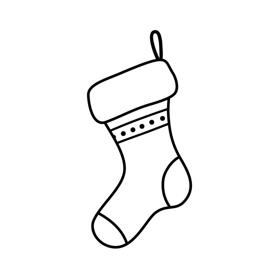 sock christmas decorative line style isolated icon vector