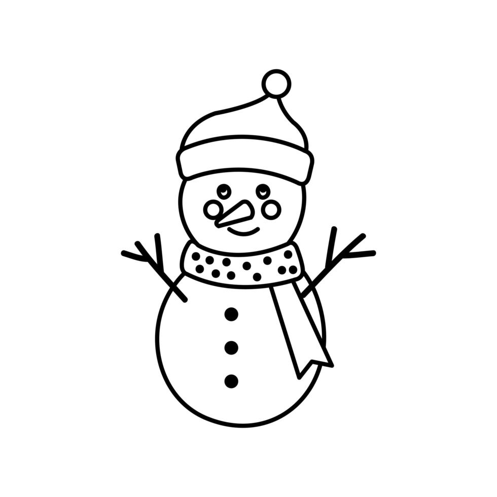 merry christmas snowman line style icon vector