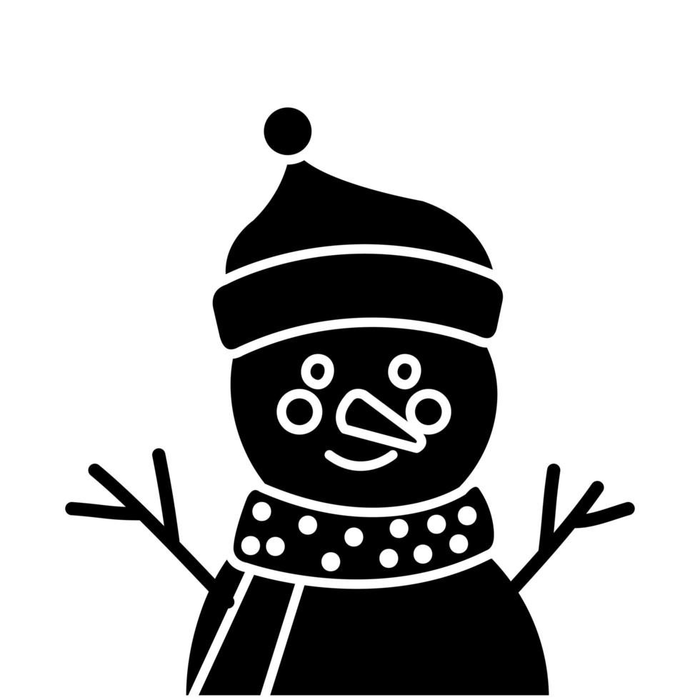 silhouette of snowman character merry christmas vector