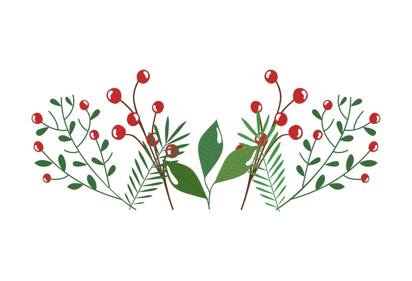 branches with leafs and seeds isolated icon vector