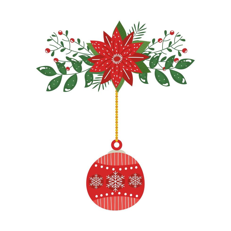 flower christmas with ball decorative hanging vector
