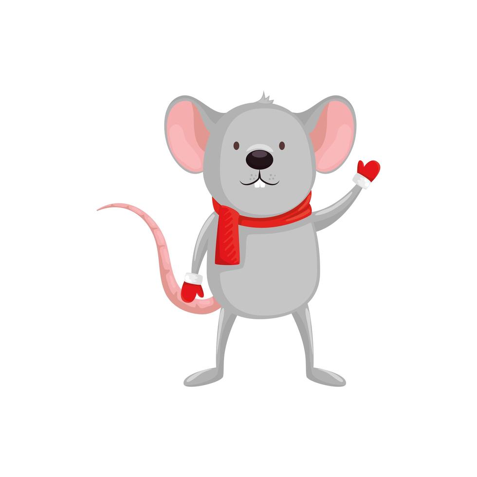 feliz navidad lindo personaje de ratón vector