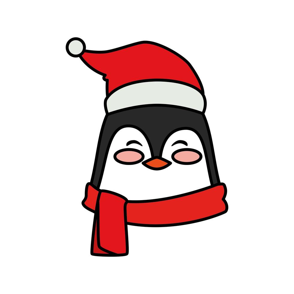 cabeza de pingüino personaje feliz navidad vector