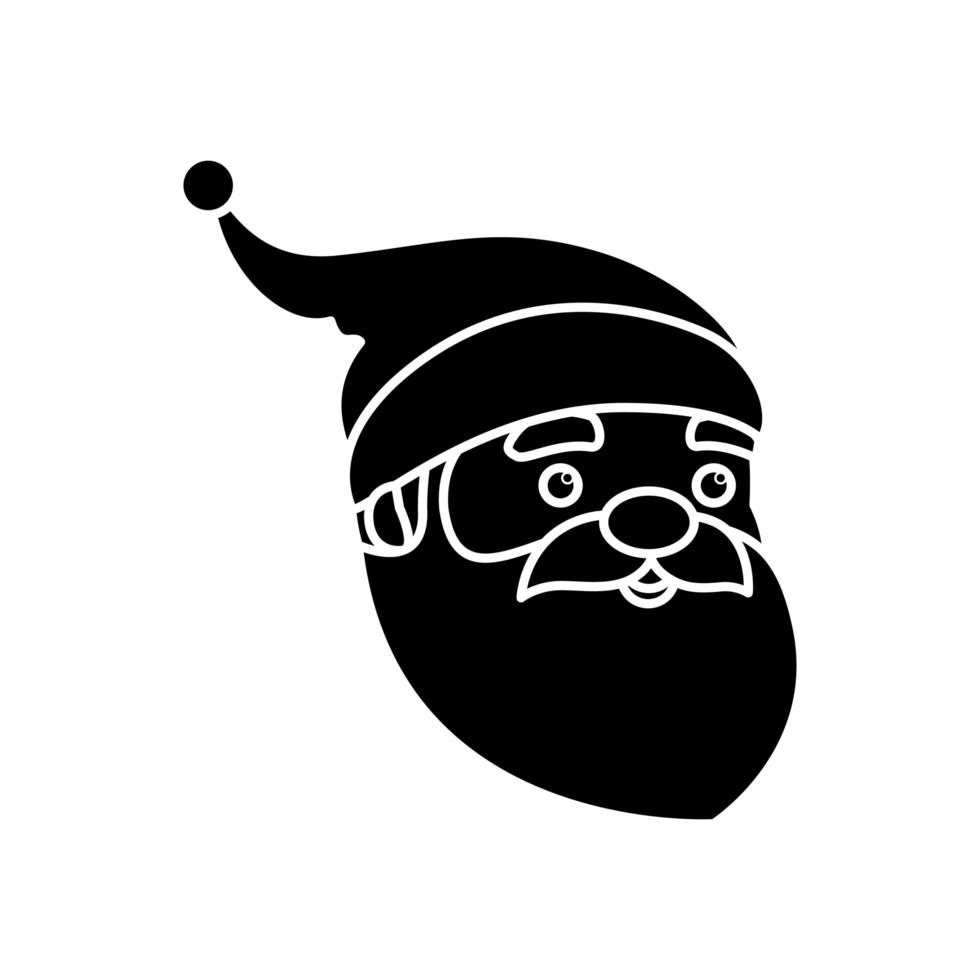 silhouette of head santa claus character merry christmas vector