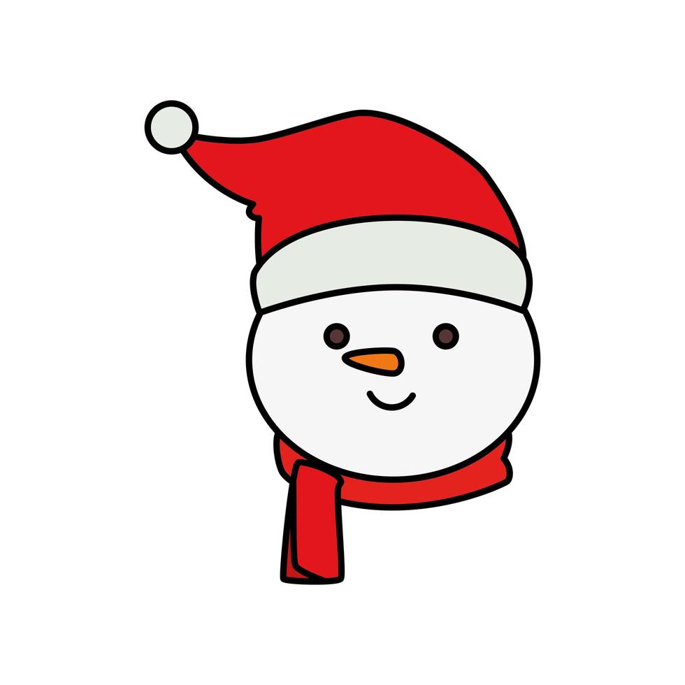 head of snowman character merry christmas vector