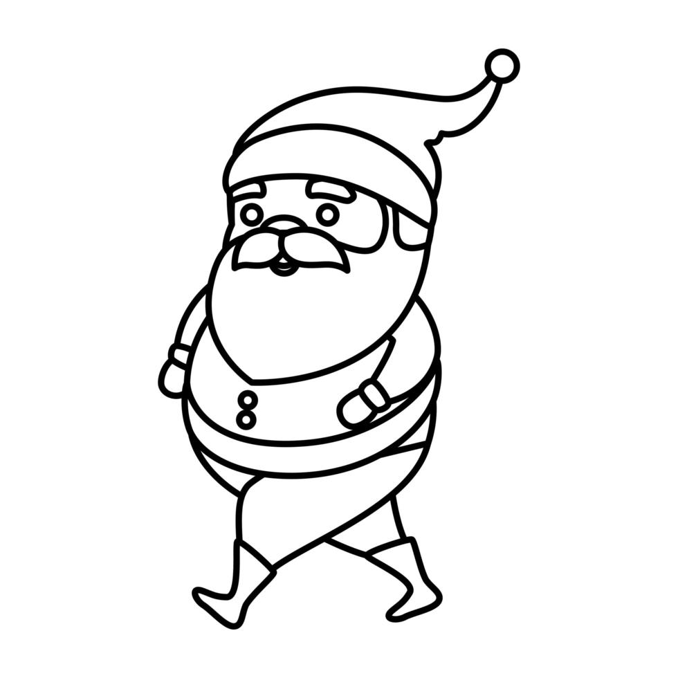 personaje de santa claus feliz navidad icono de estilo de línea vector