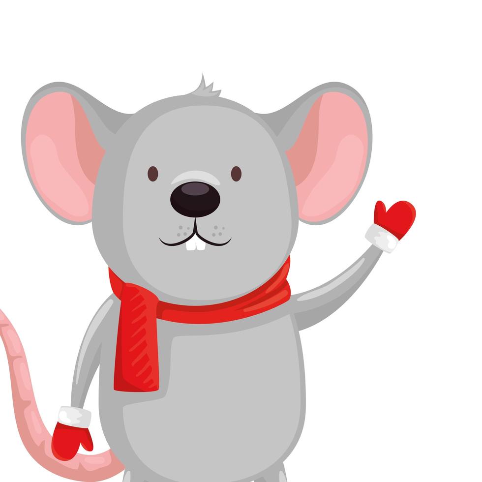 merry christmas cute mouse character vector