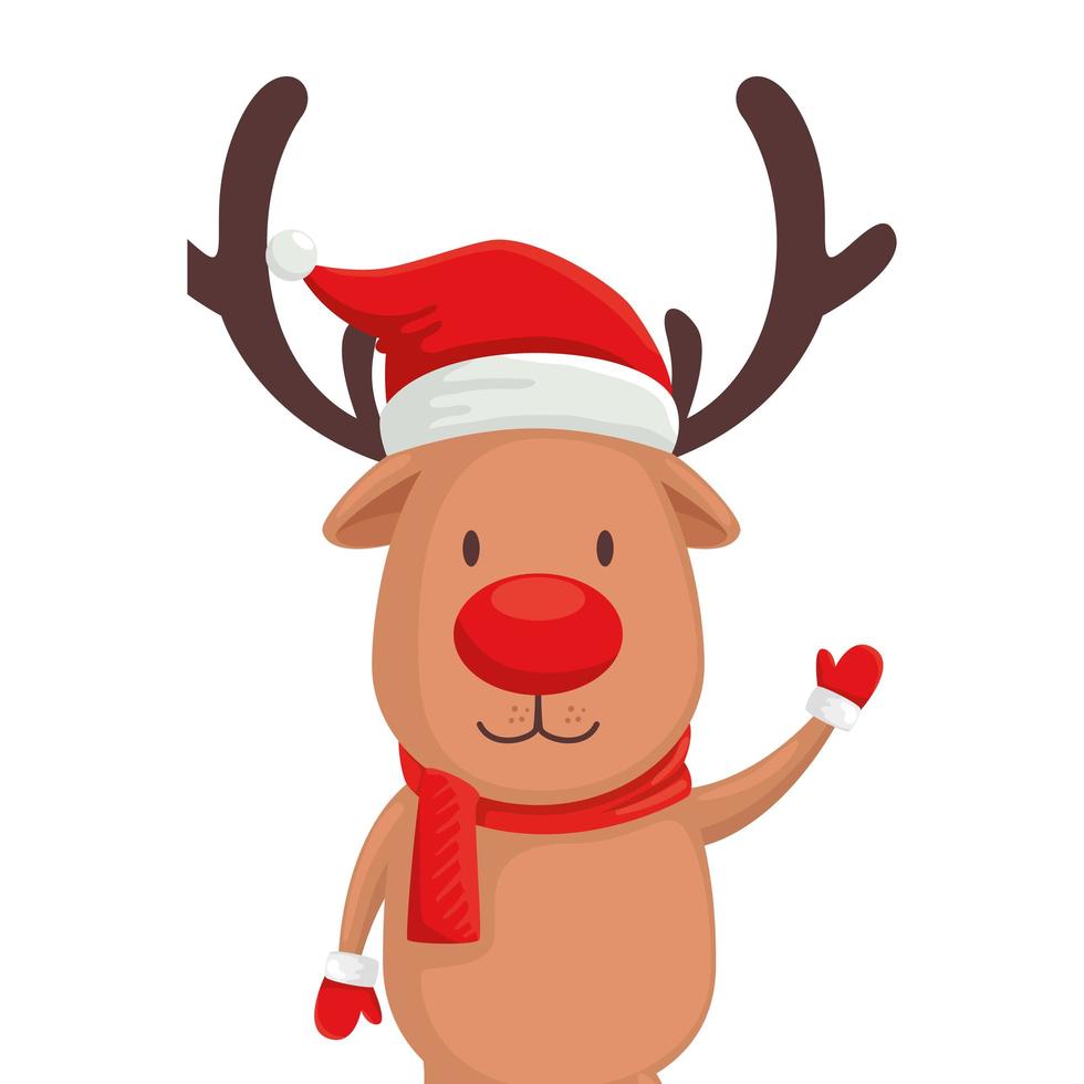 reindeer animal character merry christmas vector