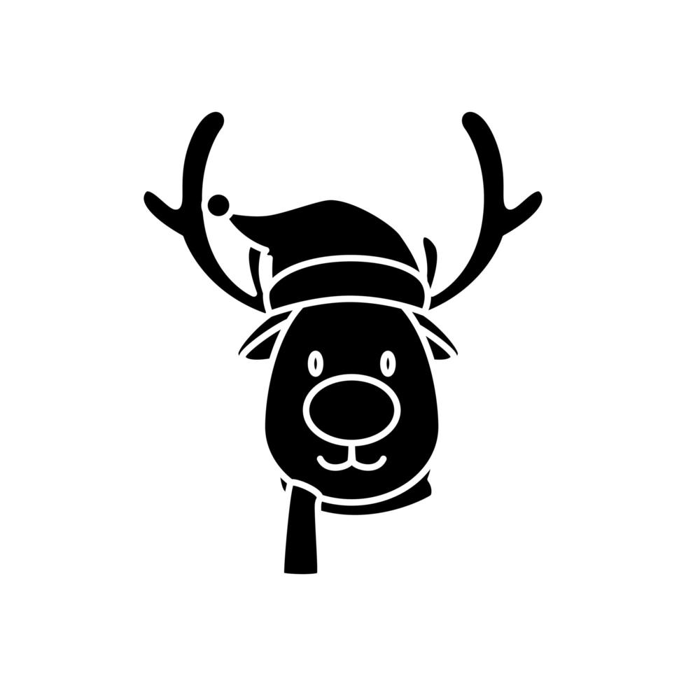 silhouette of face reindeer character merry christmas vector