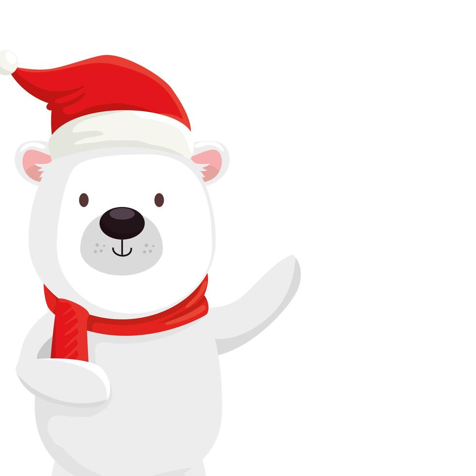 cute bear character merry christmas vector