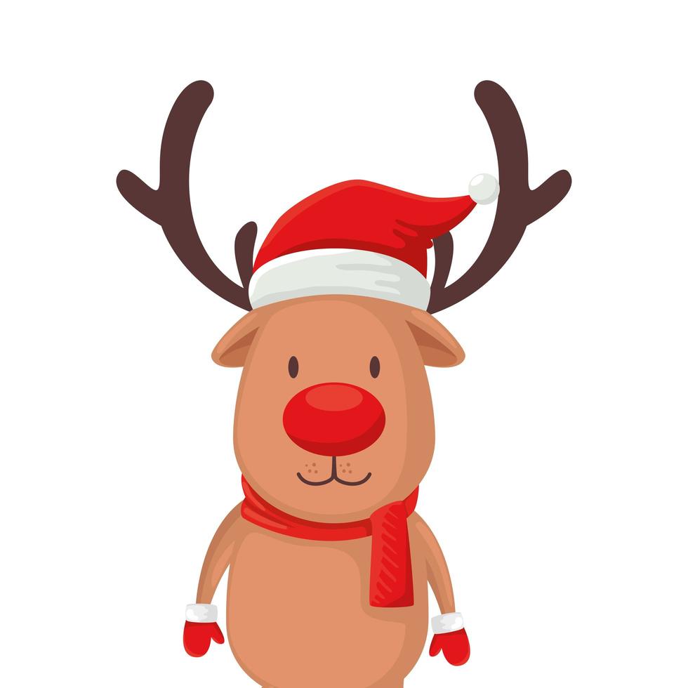 reindeer animal character merry christmas vector