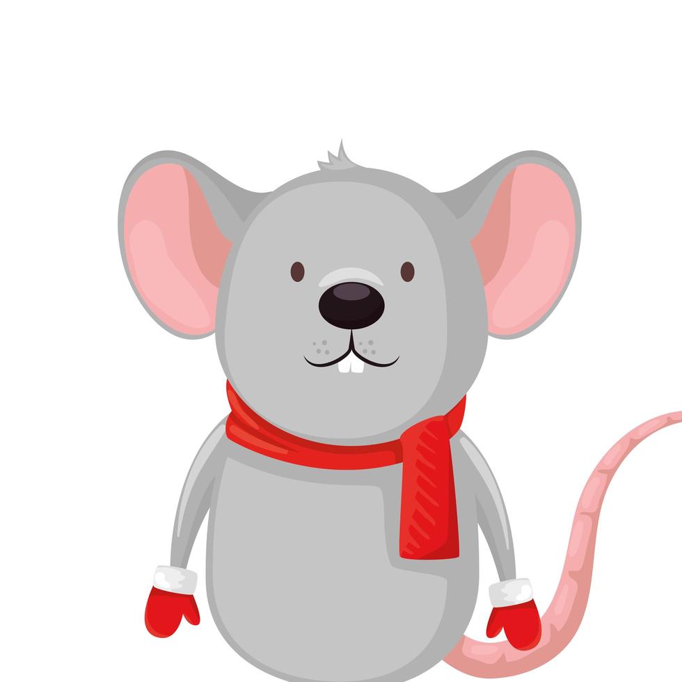 merry christmas cute mouse character vector