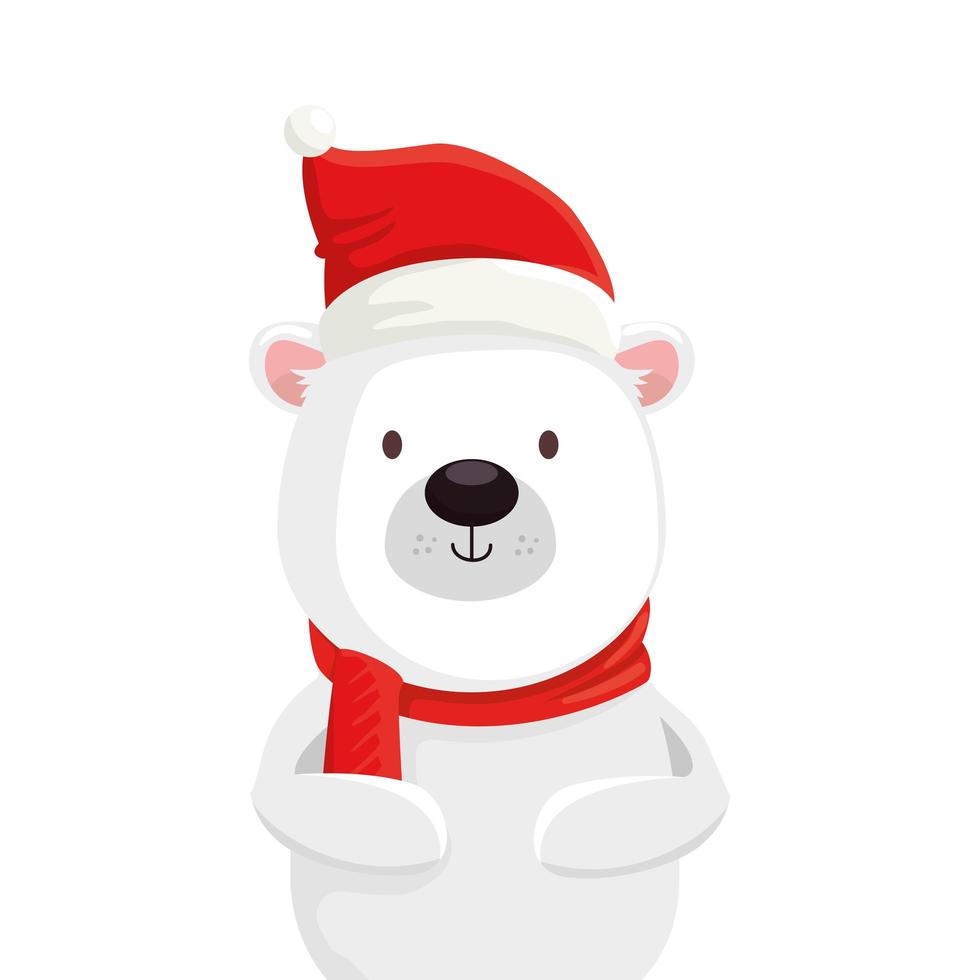 cute bear character merry christmas vector