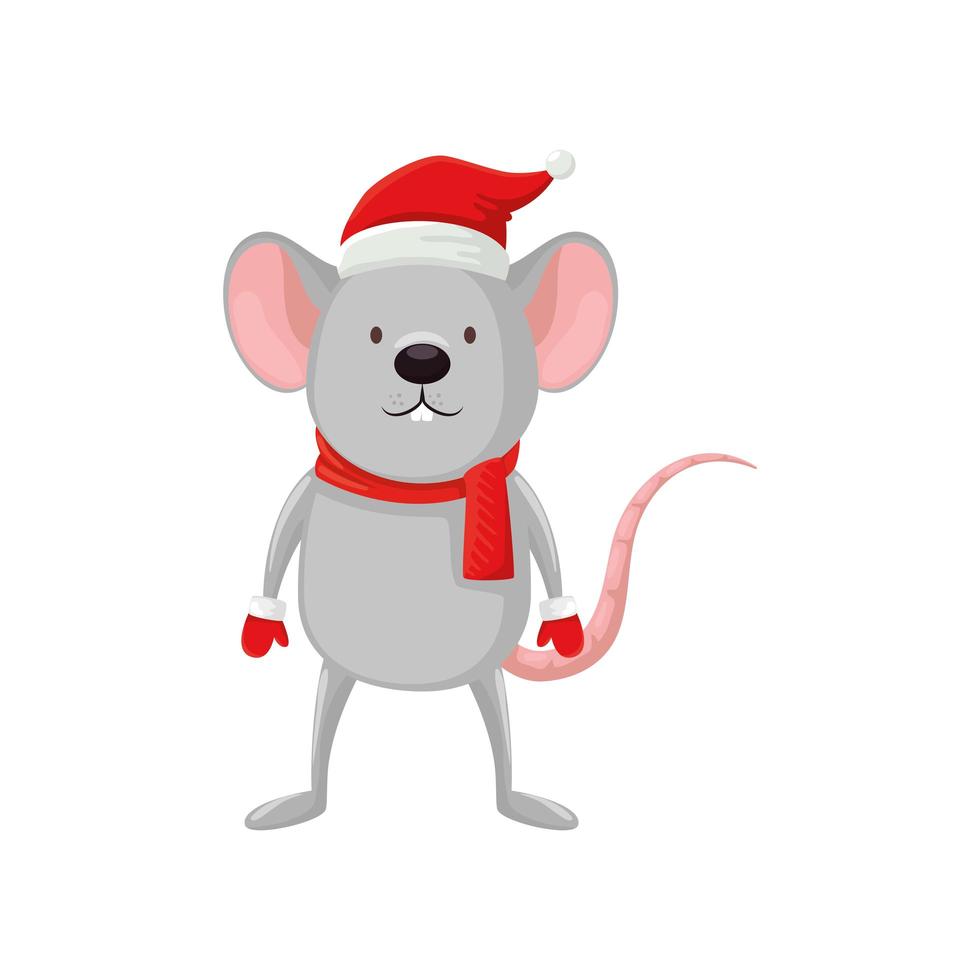 merry christmas cute mouse character vector