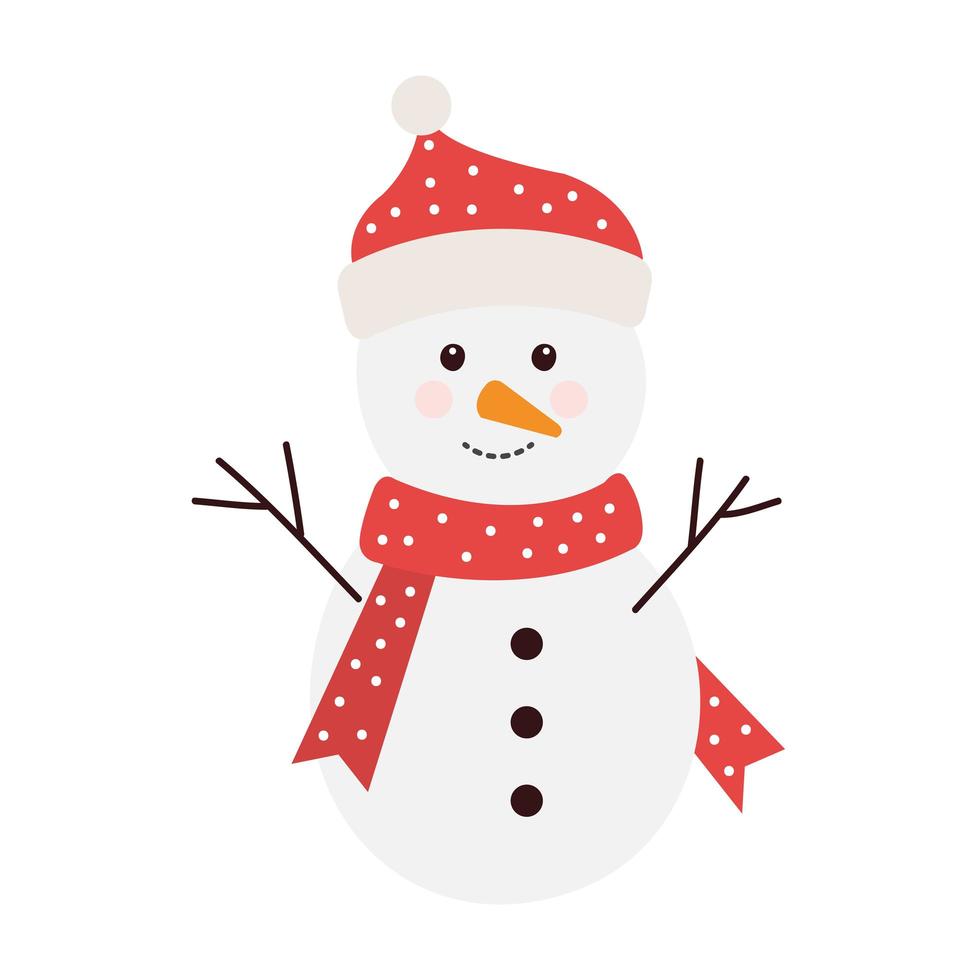 merry christmas cute snowman character vector