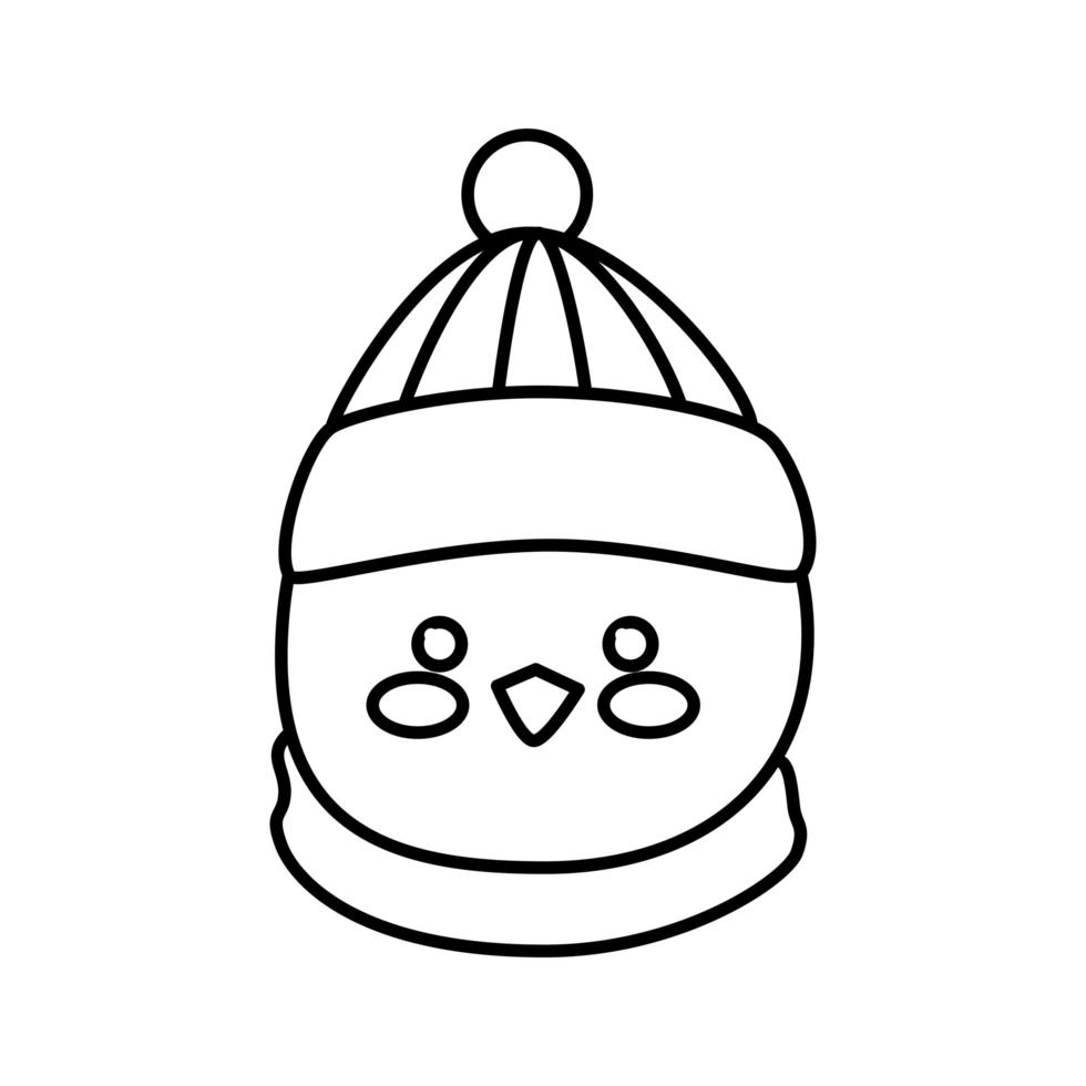 head of merry christmas cute penguin line style icon vector