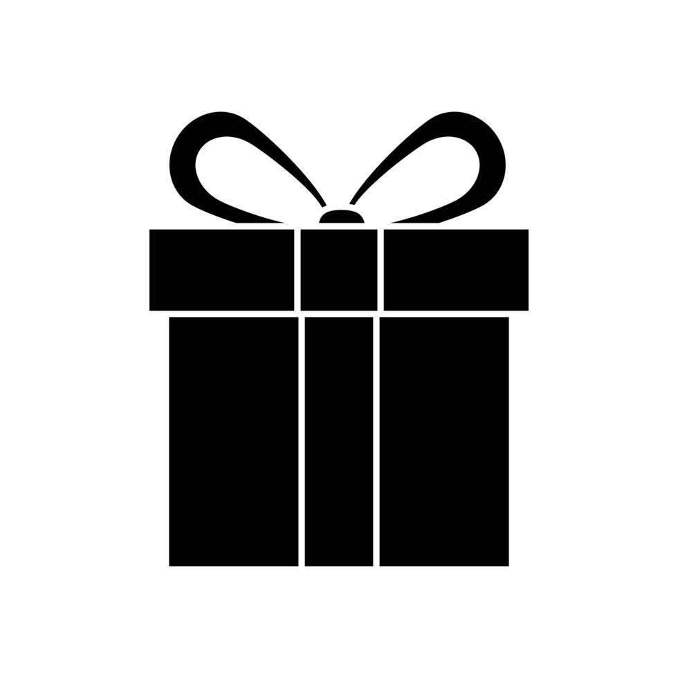 silhouette of gift box present isolated icon vector