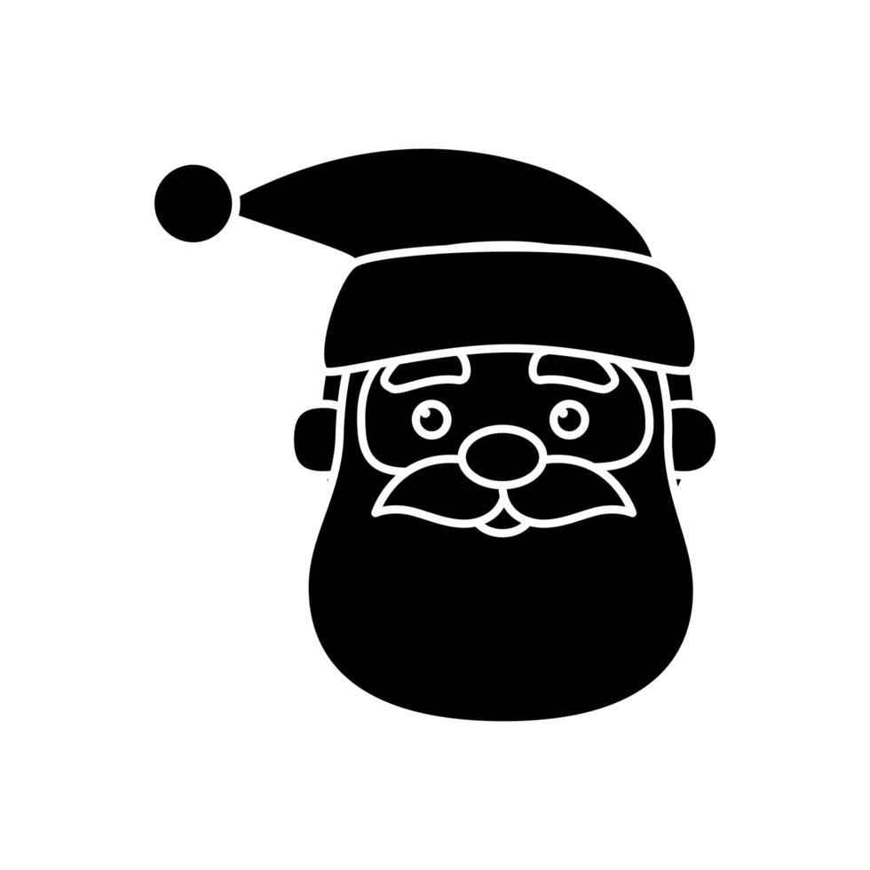 silhouette of head santa claus character of merry christmas vector