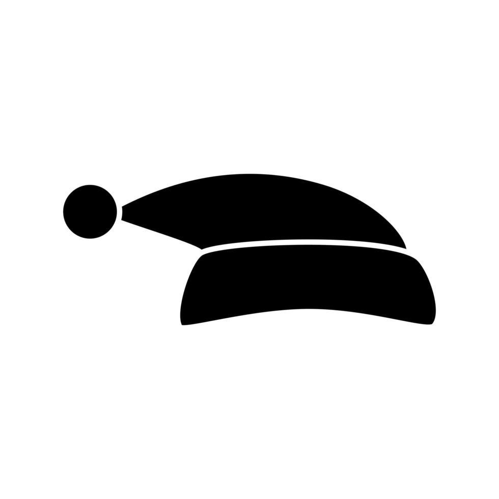silhouette of hat santa claus isolated icon vector