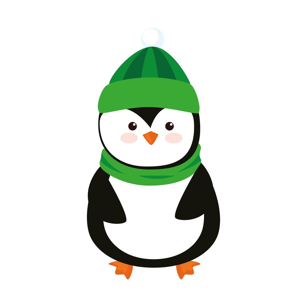 feliz navidad lindo personaje de pingüino vector