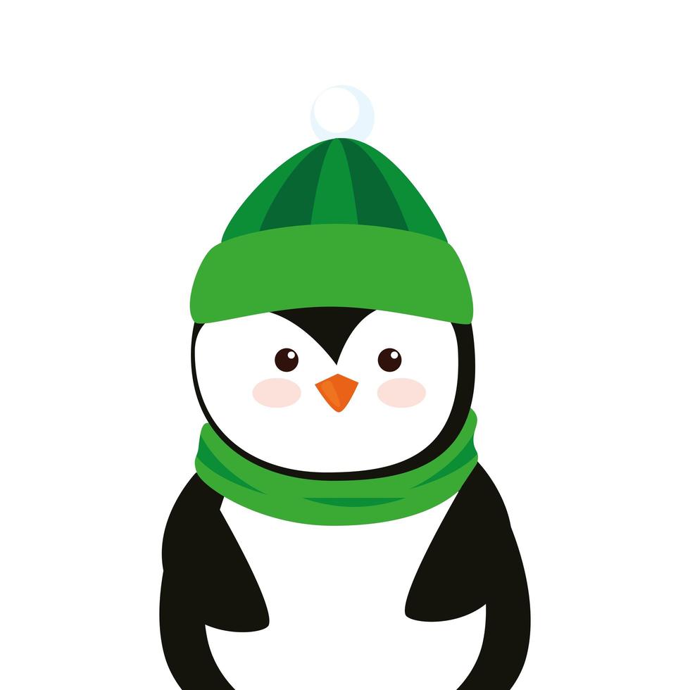 merry christmas cute penguin character vector