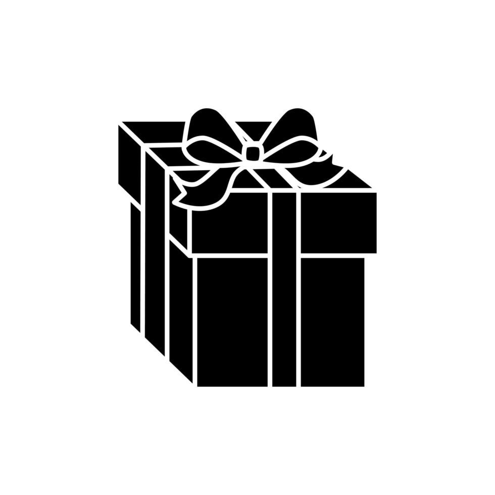 silhouette of gift box present isolated icon vector